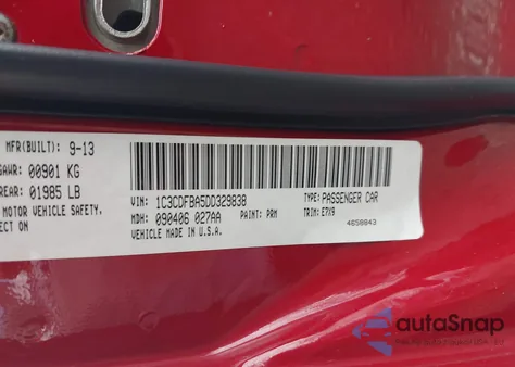 2013 Dodge Dart Sxt z USA, uszkodzony, nr VIN 1C3CDFBA5DD329838